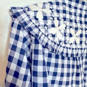 Navy and White Gingham Button Up